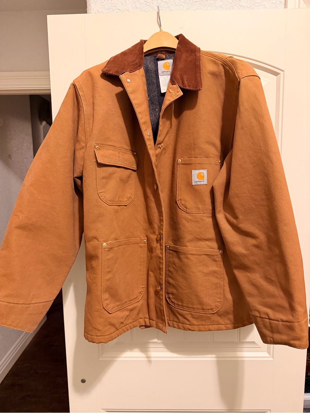 Carhartt Brown Duck Canvas Work Jacket with Corduroy Collar